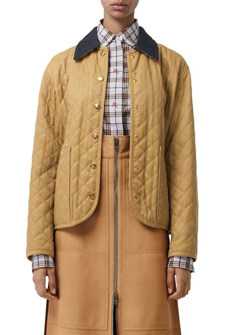 burberry button-front long-sleeve diamond-quilted barn jacket|Quilted Barn Jacket in Black .